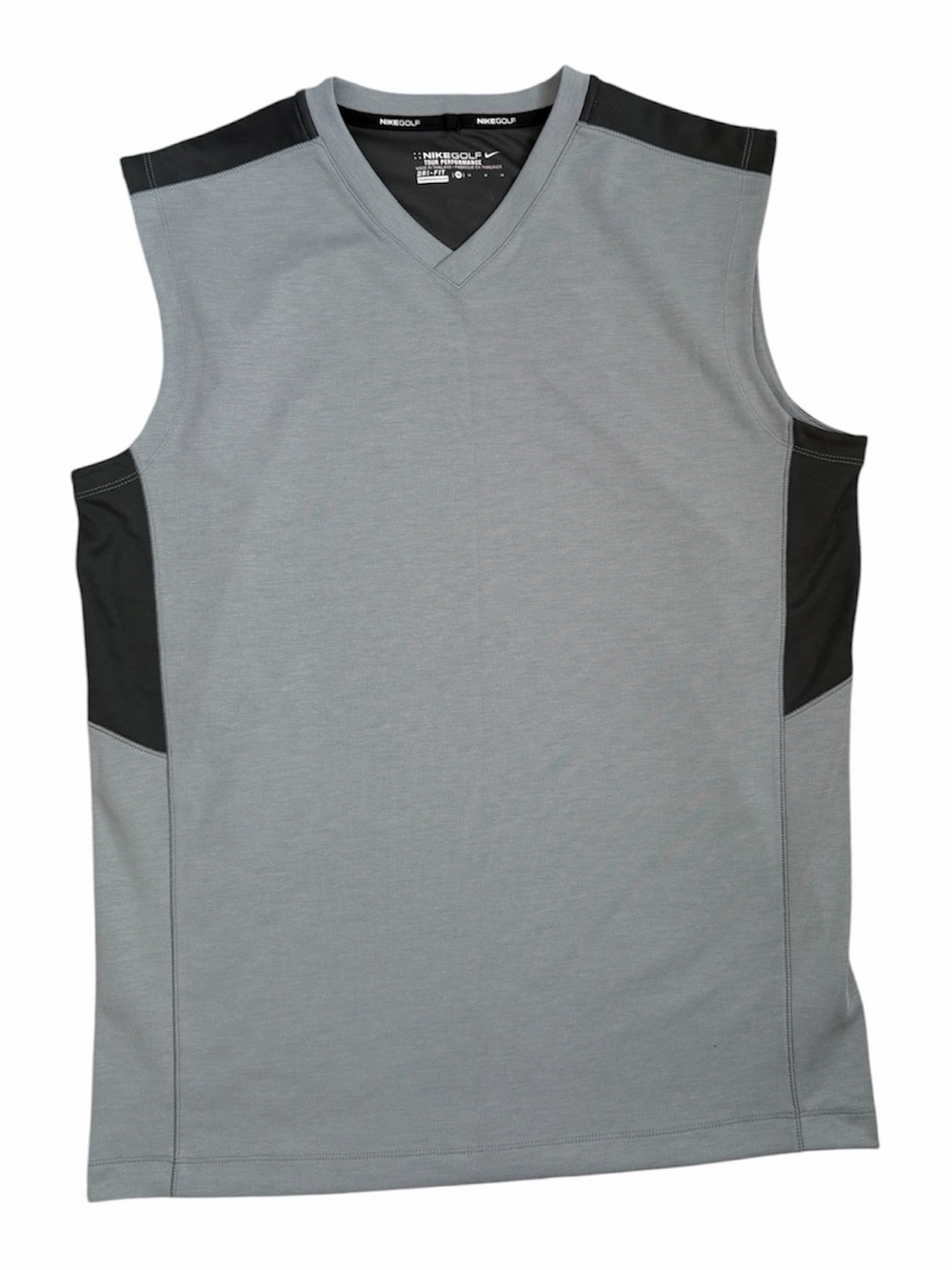 Nike Light Gray and Black Sleeveless V-Neck Golf vest